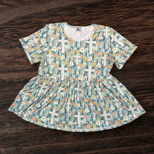 Adult M (fits like Large), Adult L (fits like XL) He is Risen Exclusive Peplum *Ready to Ship!*