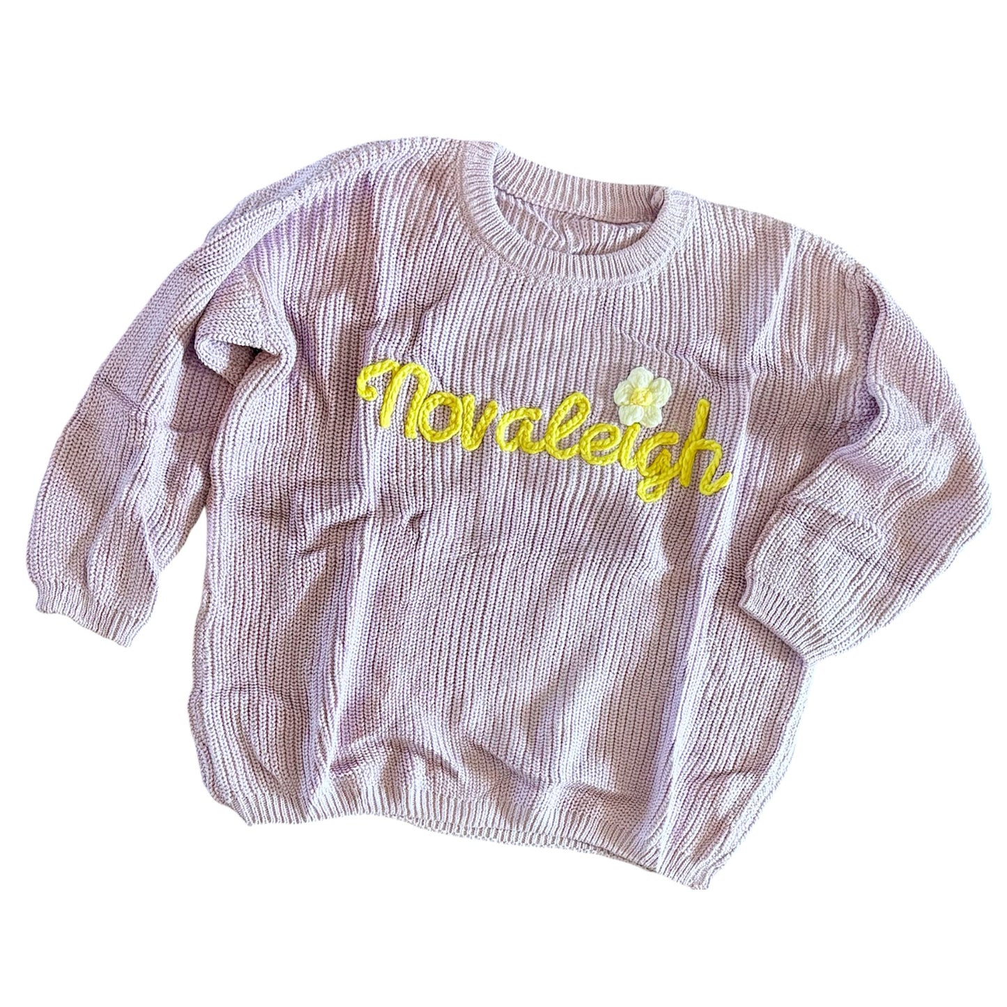 Oversized Hand Embroidered Thick Knit Sweaters: Size 0-3, 3-6, 6-9, 9-12