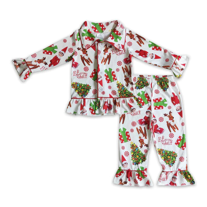 ᴡᴇᴇᴋʟʏ ᴘʀᴇ ᴏʀᴅᴇʀ Christmas Shelf Elf Button Up Ruffle Lounge