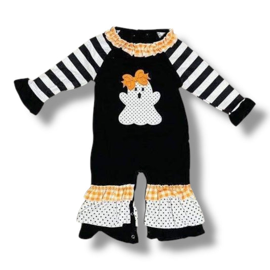 NB 6m 9m   Embroidered Appliqué Ghost Romper  *CLOSEOUT SALE*