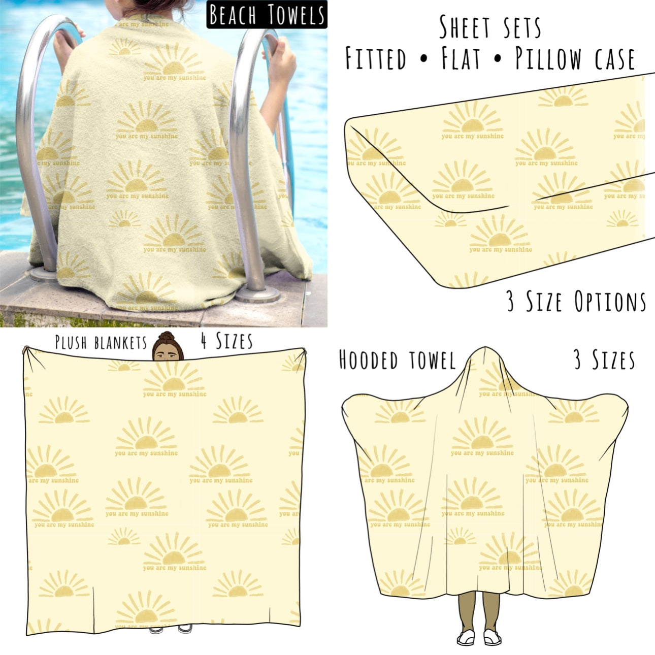 You Are My Sunshine Personalized Items ~ Sheets, Pillowcases, Blankets, Towels ~