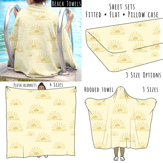 You Are My Sunshine Personalized Items ~ Sheets, Pillowcases, Blankets, Towels ~