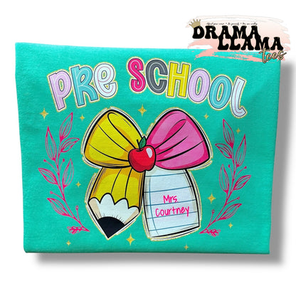 Grades Student OR Teacher Ribbon Personalized Tee (Put name in note to seller or email!)
