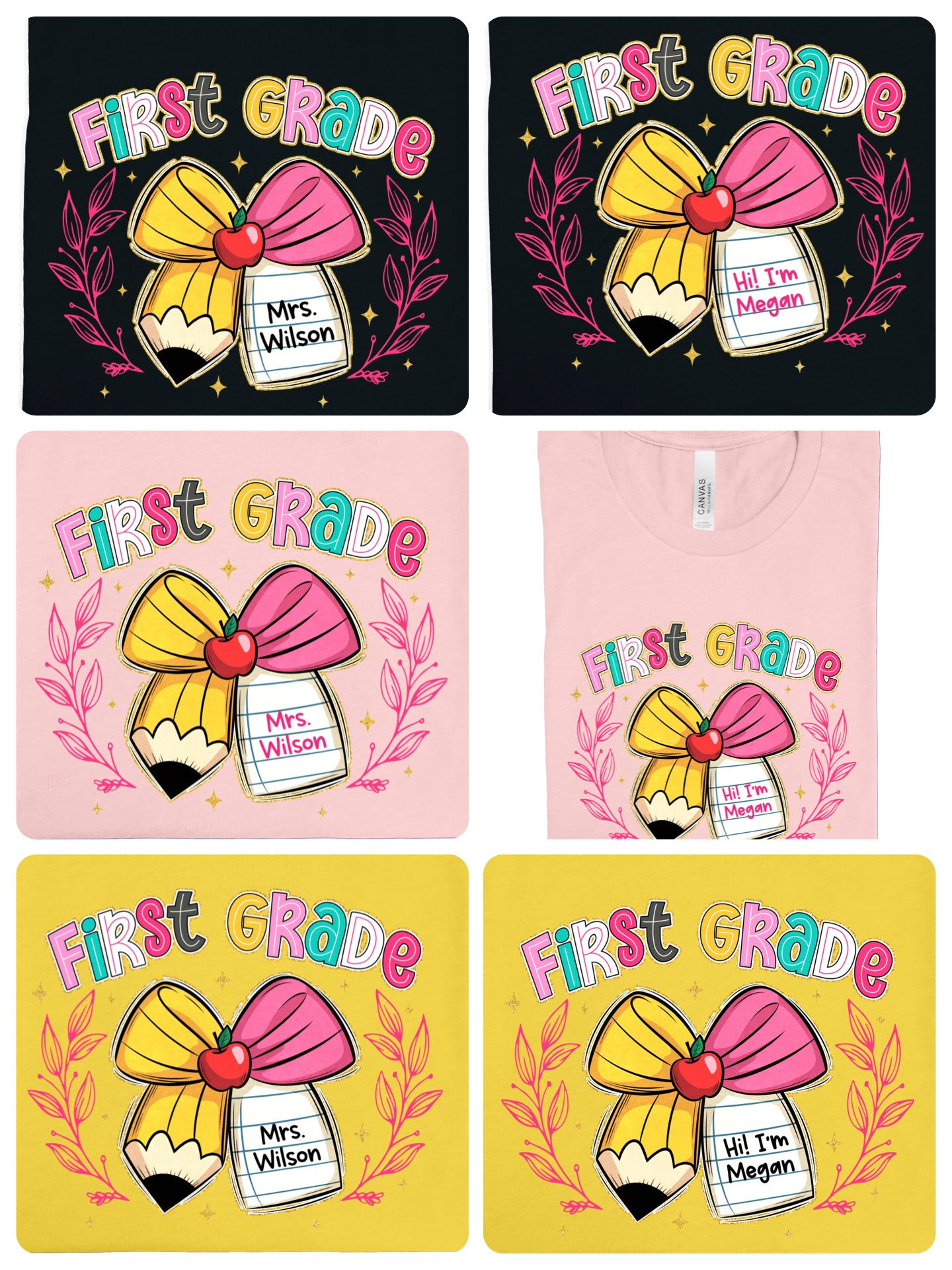 Grades Student OR Teacher Ribbon Personalized Tee (Put name in note to seller or email!)