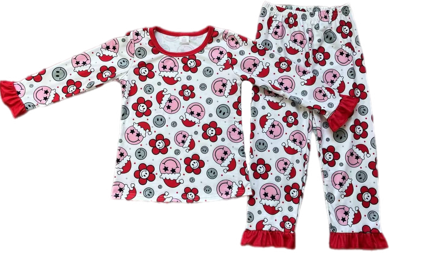 Christmas Floral Smilies Ruffle Lounge Set: Pre-Order