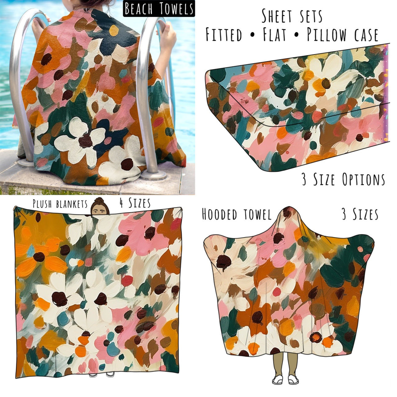 Fall Watercolor Florals Personalized Items ~ Sheets, Pillowcases, Blankets, Towels ~