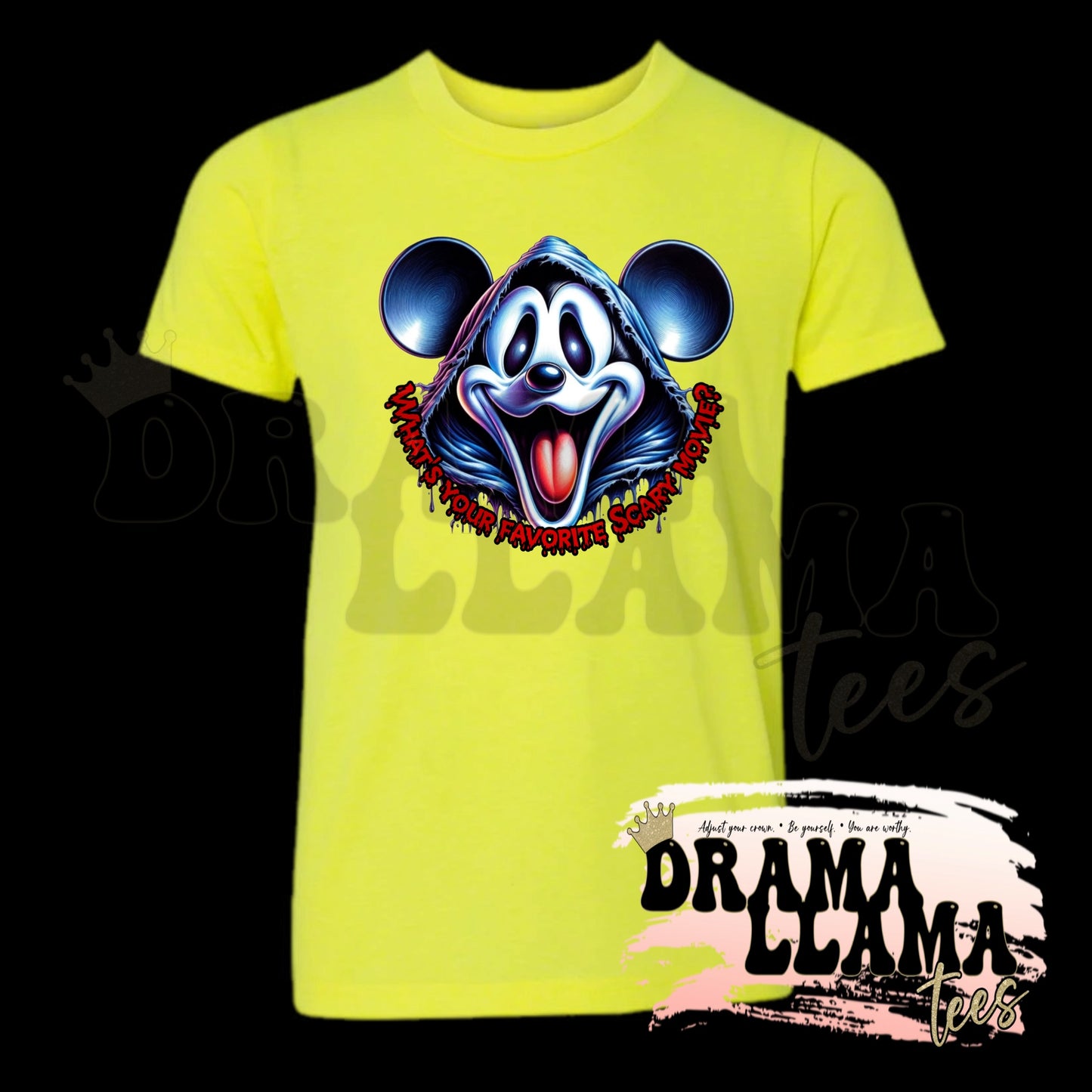 Adult Spooky Drop 1 Tees- NEON YELLOW