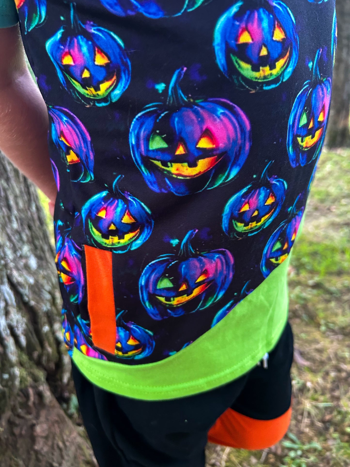 5-6 (2) 6-7 7-8 10-12 Neon Pumpkin Hooded Pocket Tee Exclusive *Ready to Ship!*
