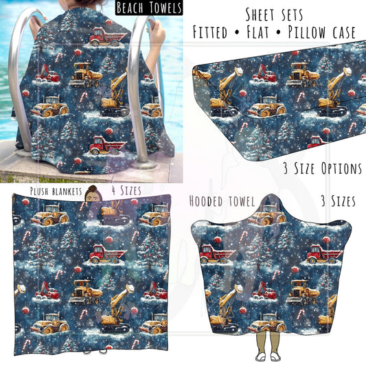 Construction Christmas Personalized Items ~ Sheets, Pillowcases, Blankets, Towels ~