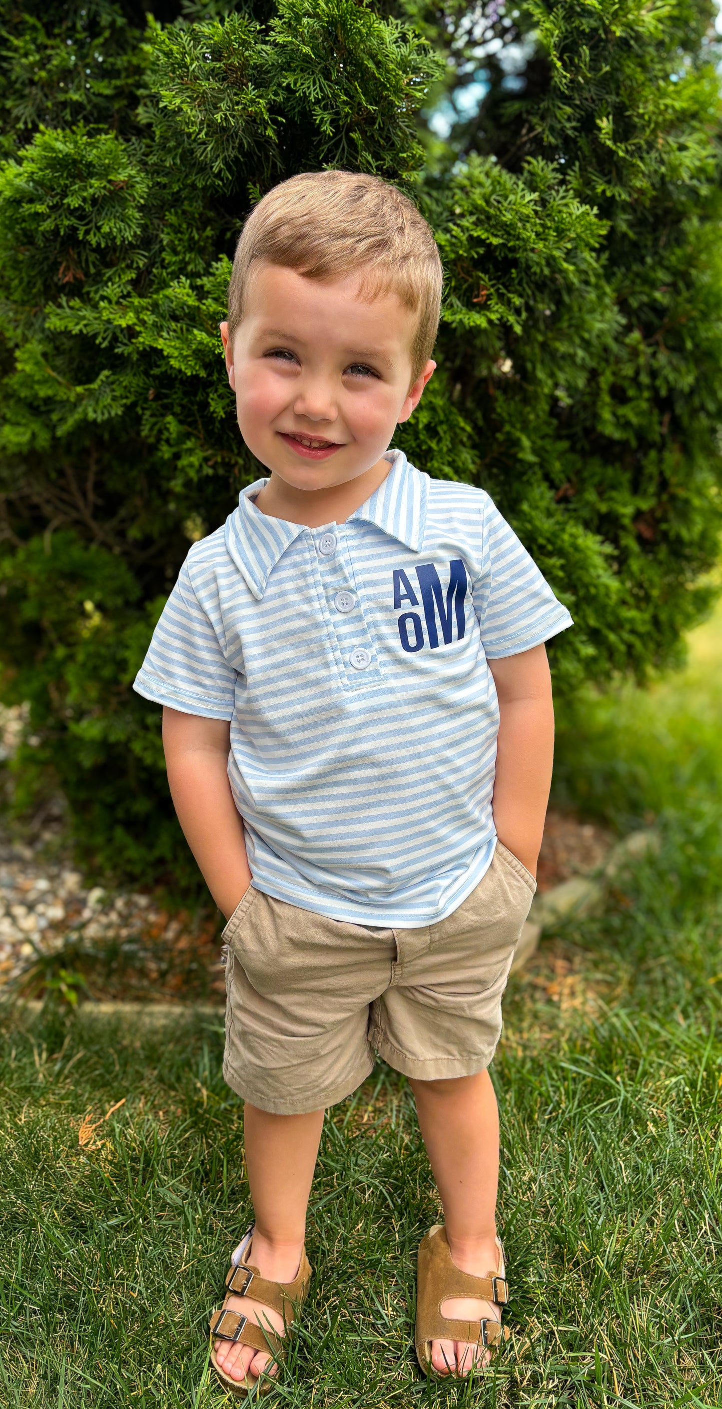 Personalized Light Blue Stripe Polo