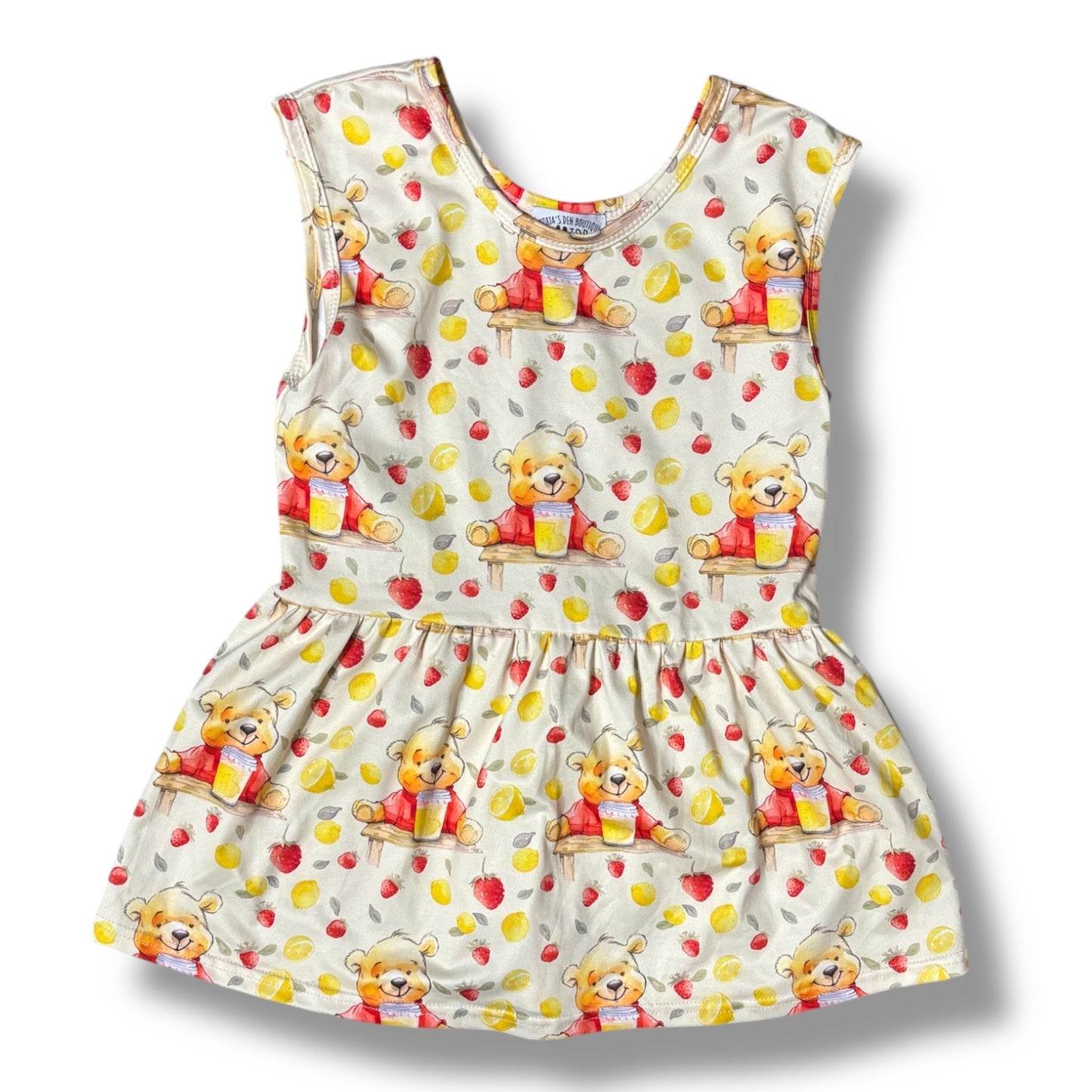10-12T Hunny Bear Lemonade Stand Tank Peplum: TDB Exclusive *CLOSEOUT SALE*