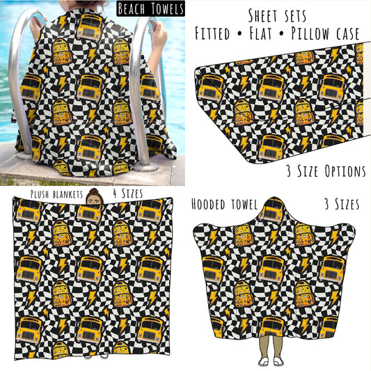 School Bus Checks Personalized Items ~ Sheets, Pillowcases, Blankets, Towels ~