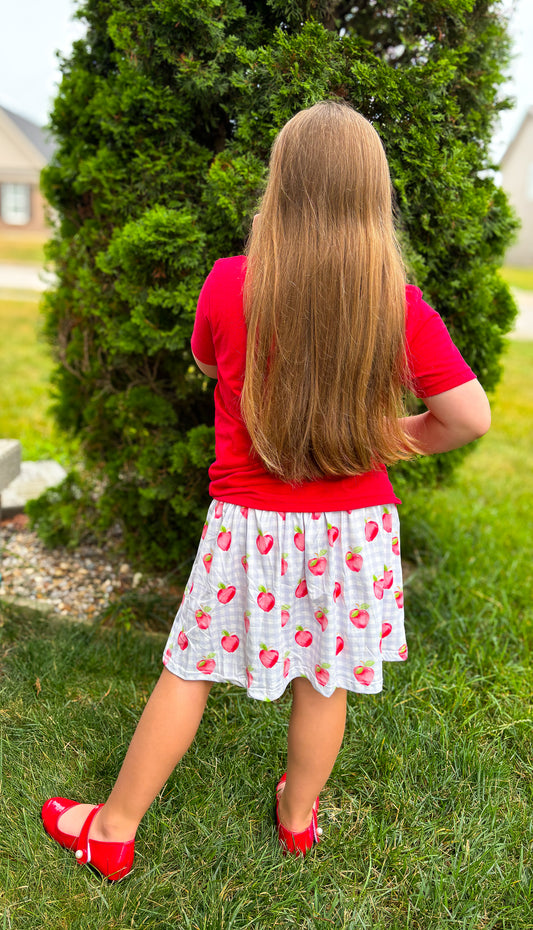 4T 5-6 6-7 (2) 7-8! Plaid Apples TDB Exclusive Skort: Ready to Ship