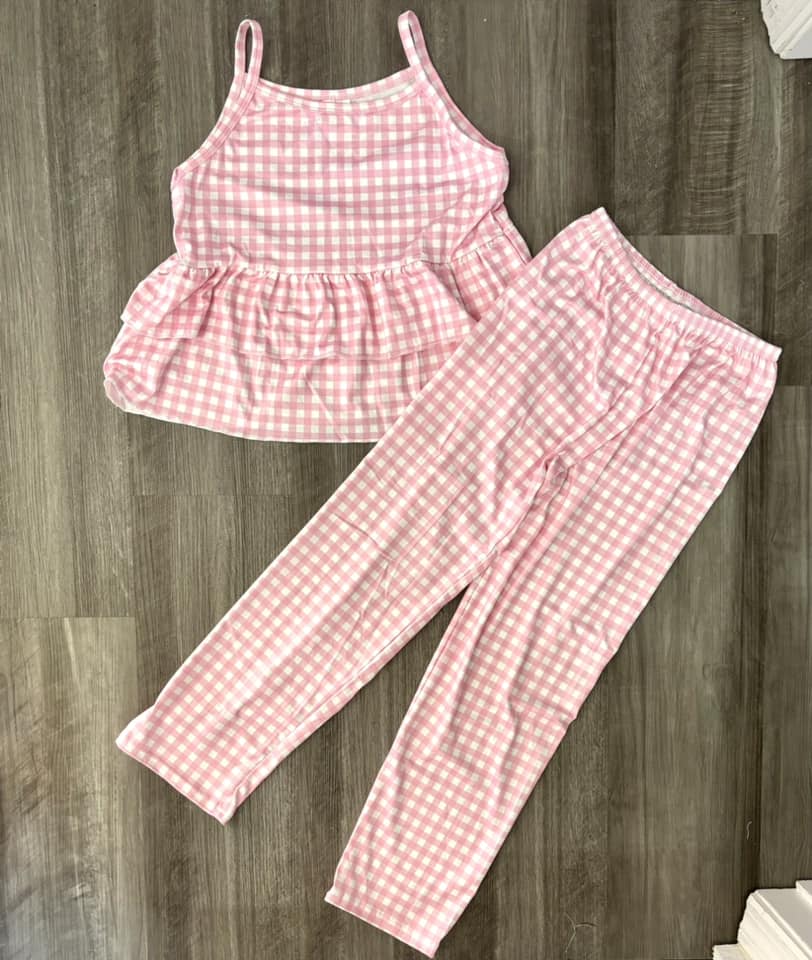 8-9  Ready to Ship! Pink Plaid Ruffle Set