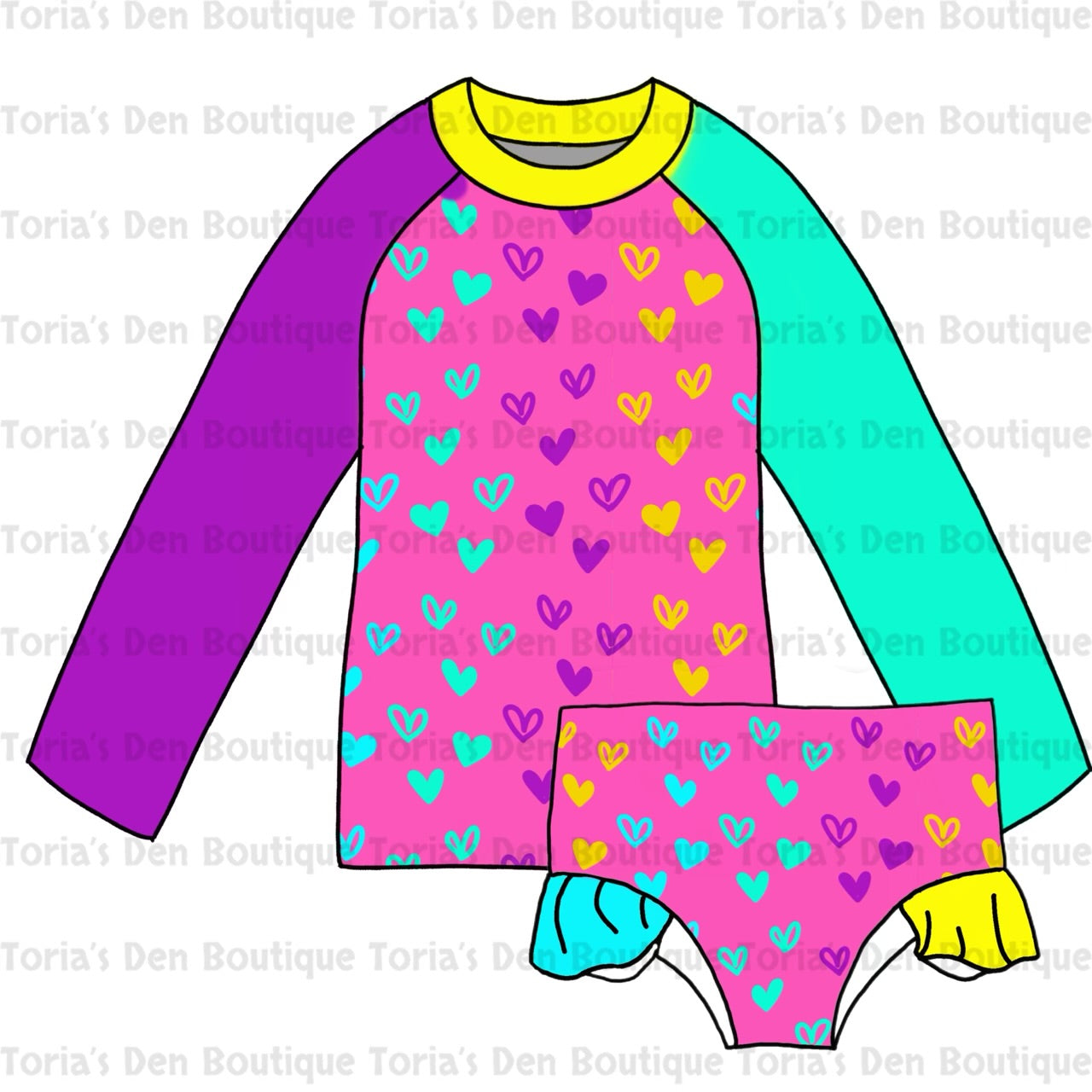 Neon Rainbow Hearts:TDB Exclusive Swim 2026 Pre-Order