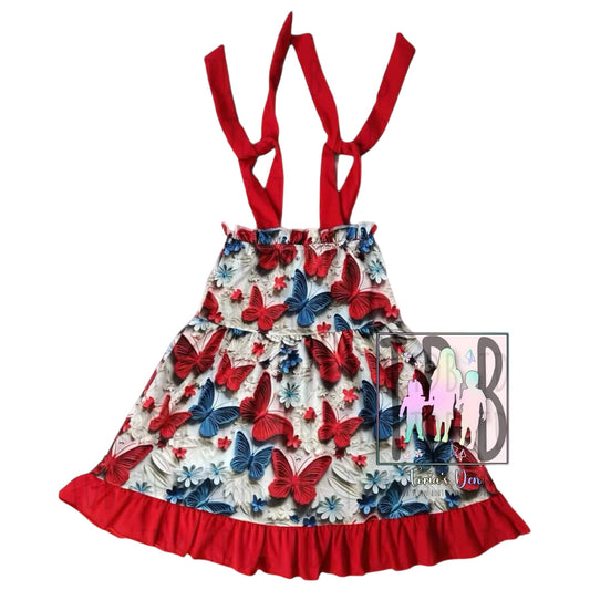 4T Tie Strap Butterfly RWB Ruffle Dress  *CLOSEOUT SALE*