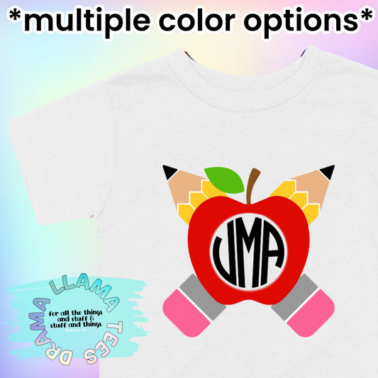 Double Bow Pencil Monogram Tees *multiple color options*