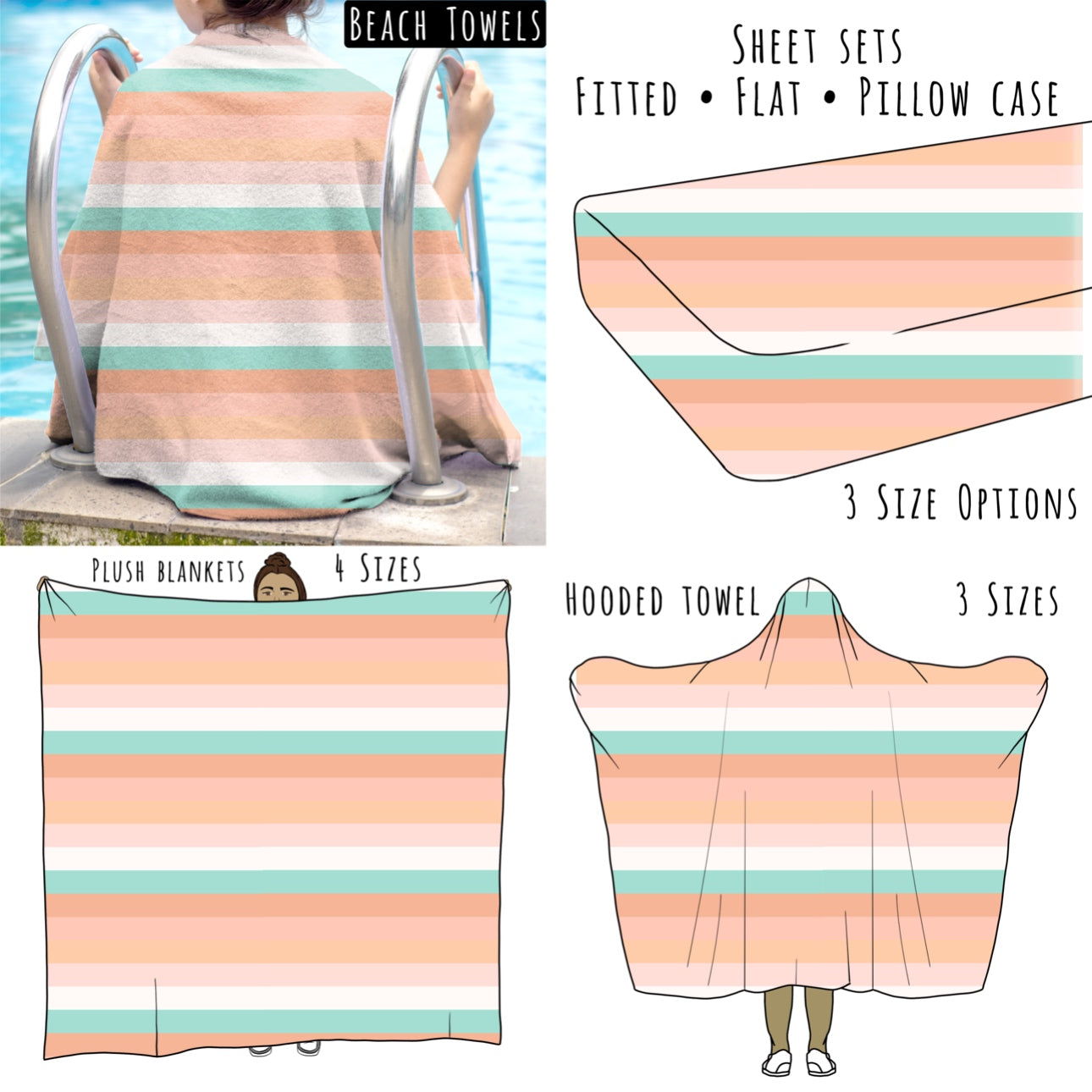 Muted Stripes 2 Personalized Items ~ Sheets, Pillowcases, Blankets, Towels ~