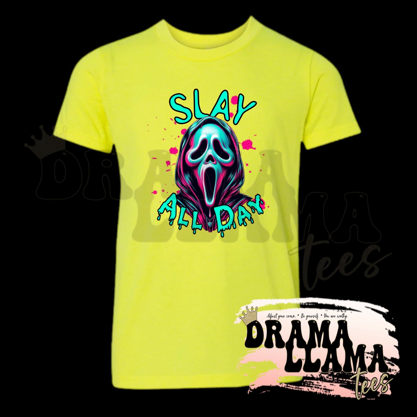 Adult Spooky Drop 1 Tees- NEON YELLOW