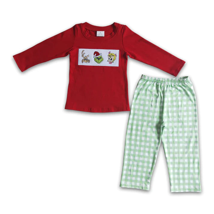 ᴡᴇᴇᴋʟʏ ᴘʀᴇ ᴏʀᴅᴇʀ Christmas Embroidered Mean Green Trio Set