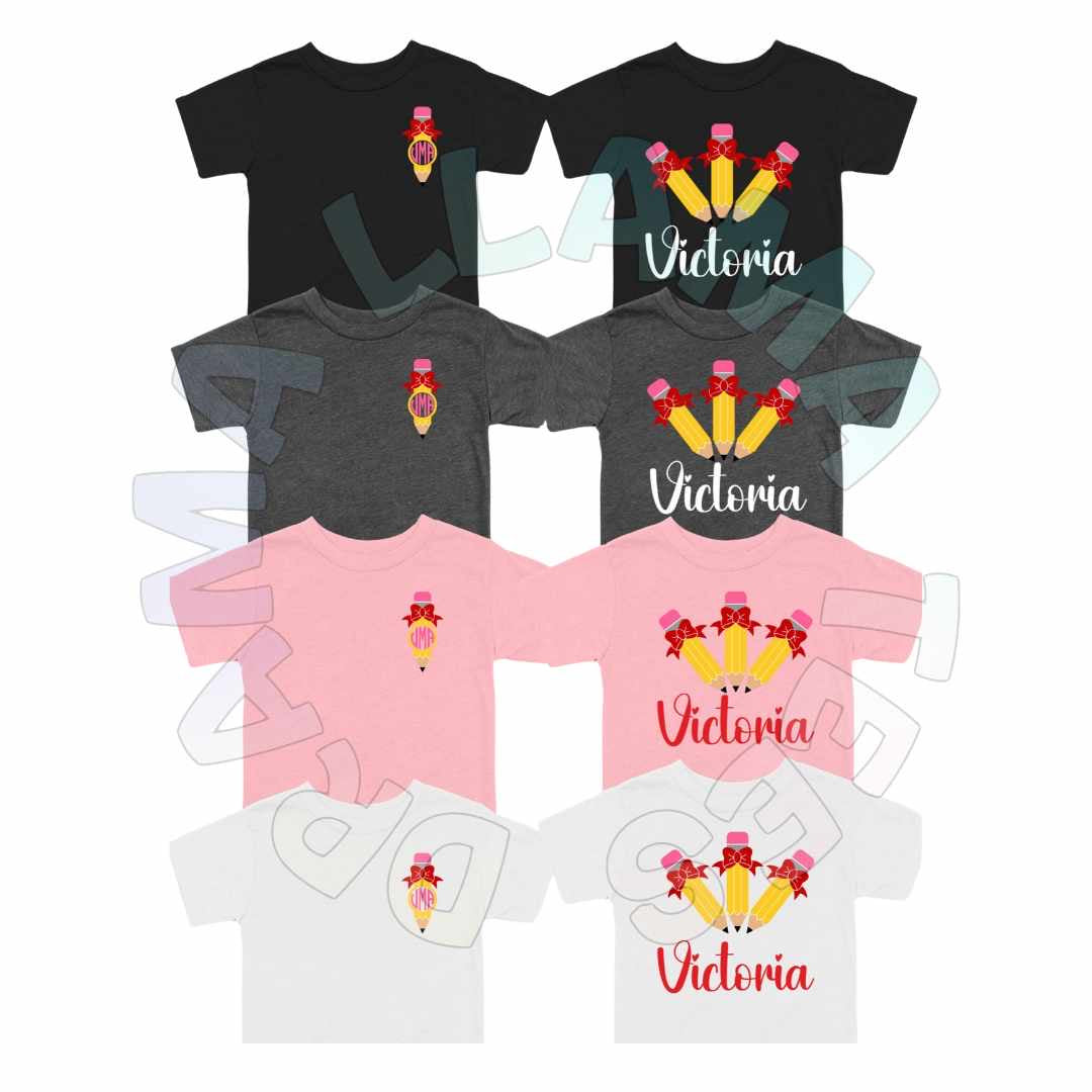 Double-Sided Bow Pencil Tees *multiple color options*