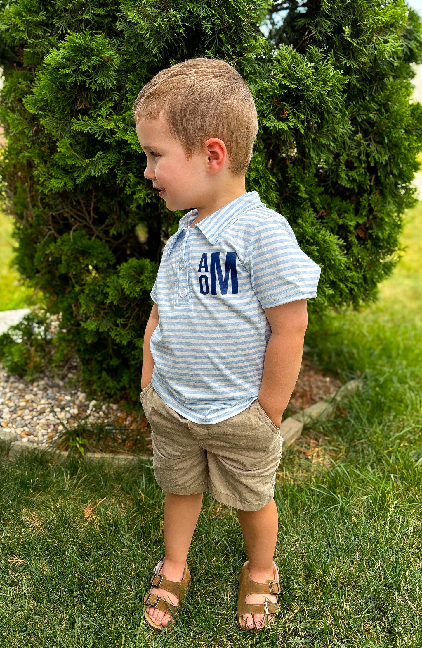 Personalized Light Blue Stripe Polo