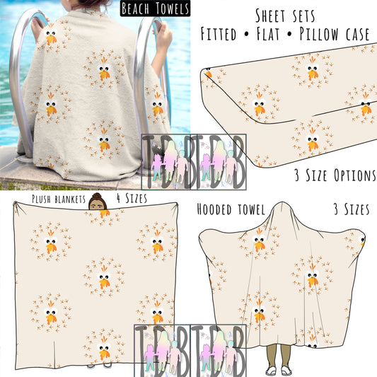 Cute Turkey Personalized Items ~ Sheets, Pillowcases, Blankets, Towels ~