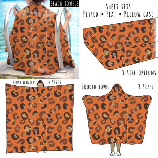 Orange and Gold Animal Print Personalized Items ~ Sheets, Pillowcases, Blankets, Towels ~