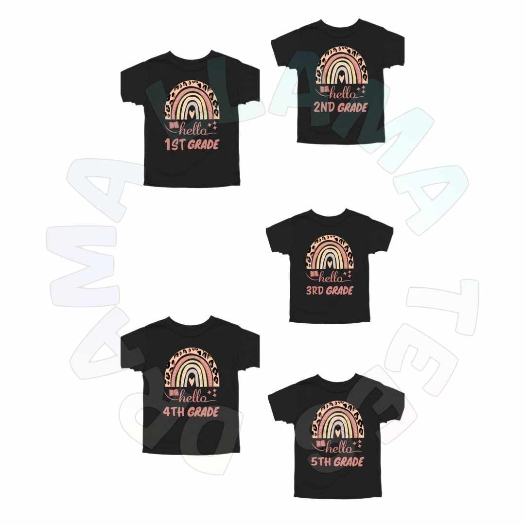 Back to School Boho Leopard Rainbow Grade Tees *multiple color options*