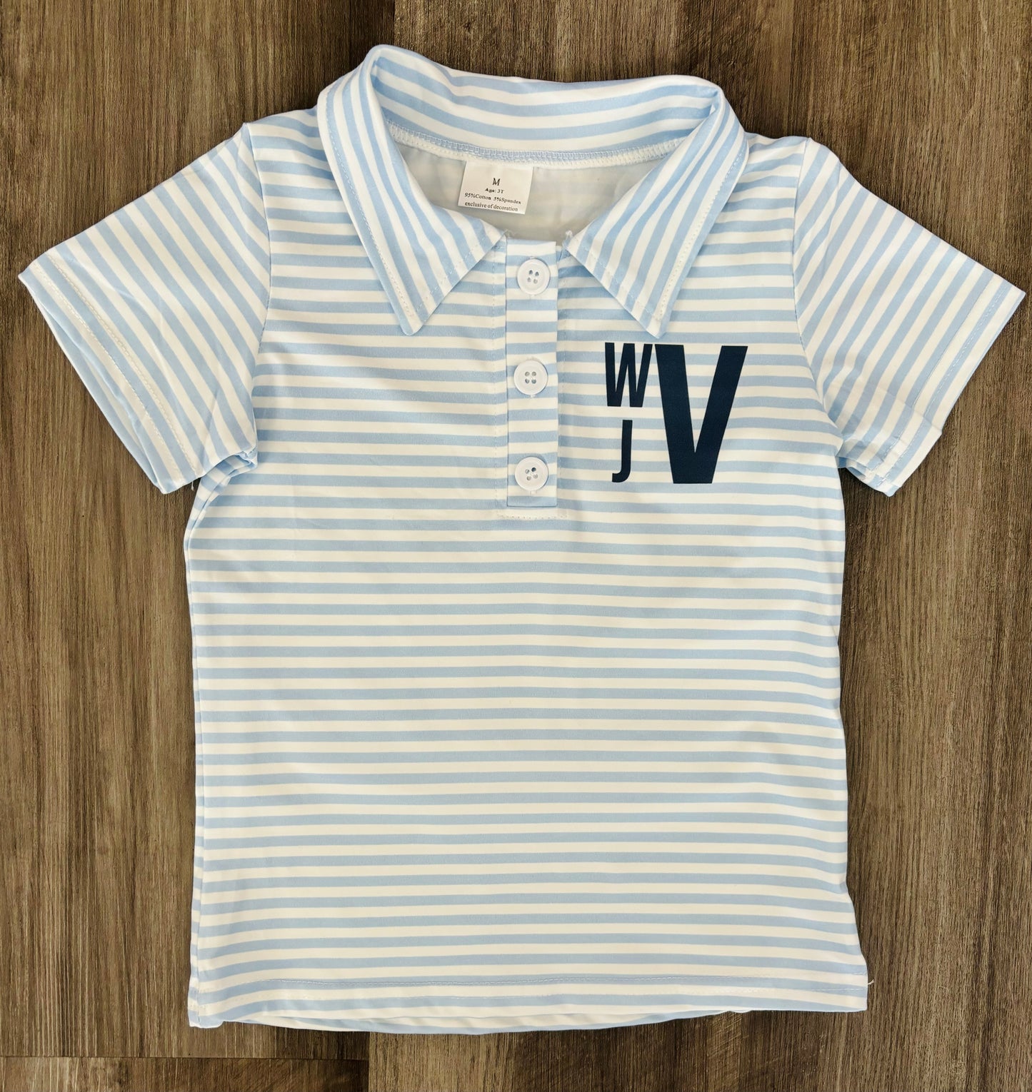 Personalized Light Blue Stripe Polo