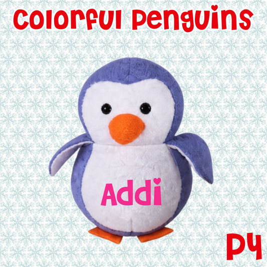 5" Colorful Penguins Personalized Plush