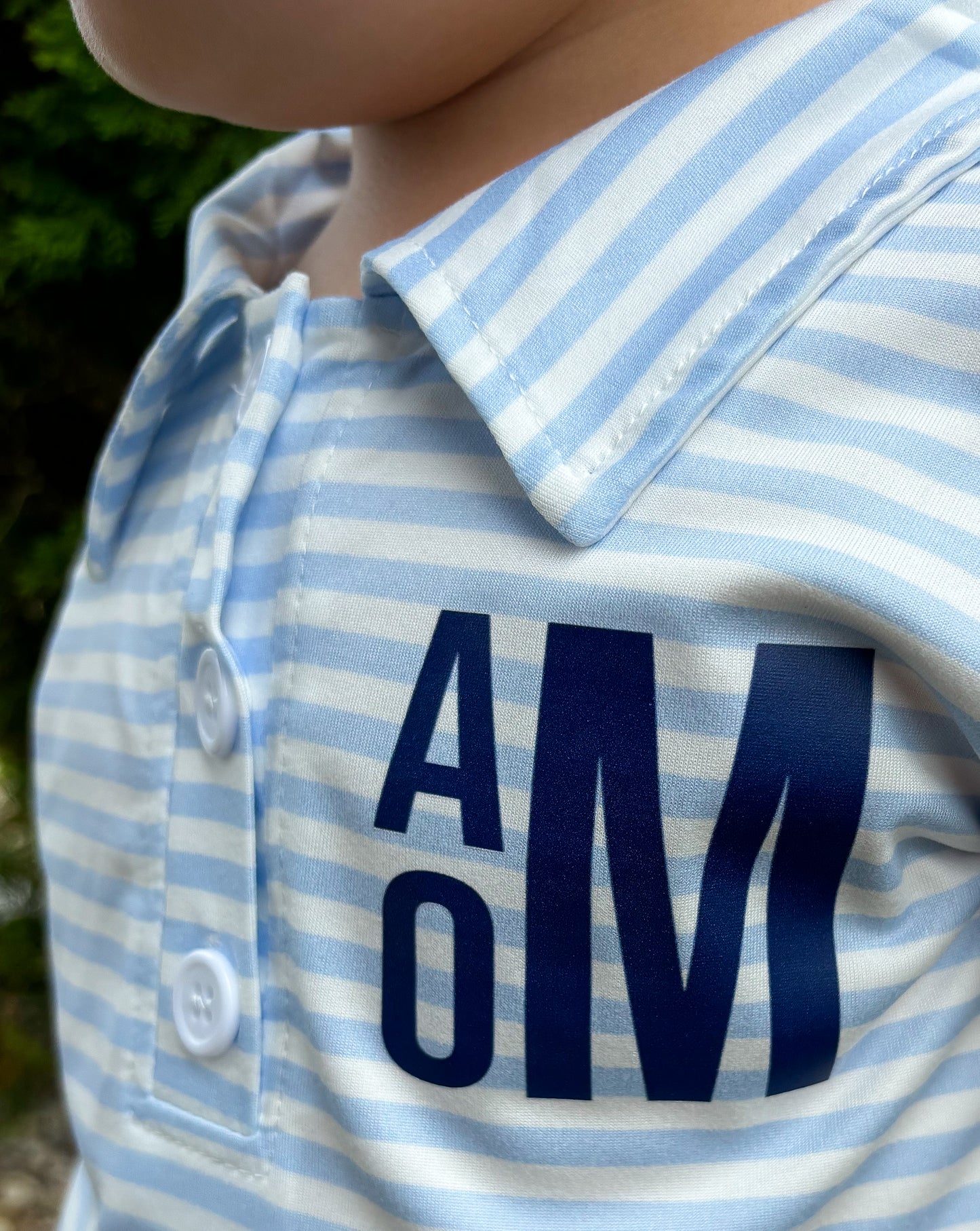 Personalized Light Blue Stripe Polo