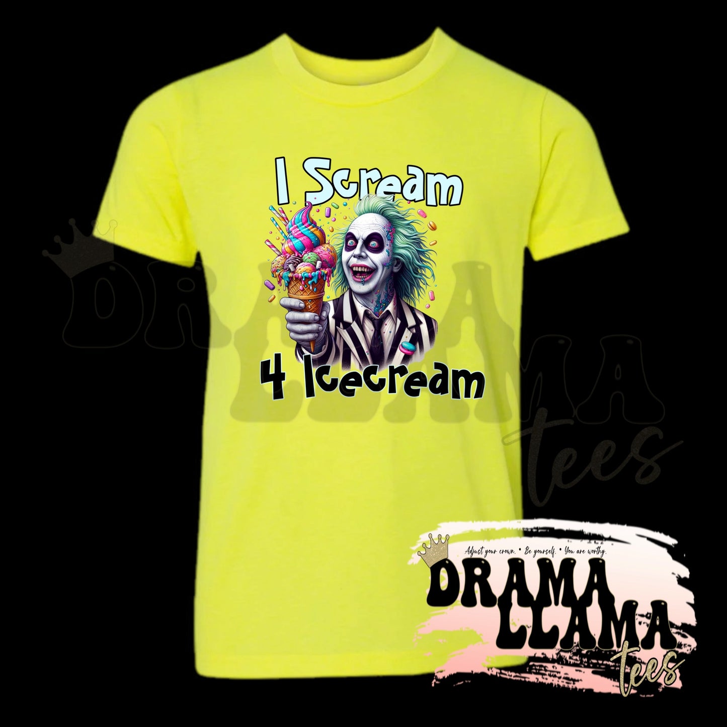 Adult Spooky Drop 1 Tees- NEON YELLOW