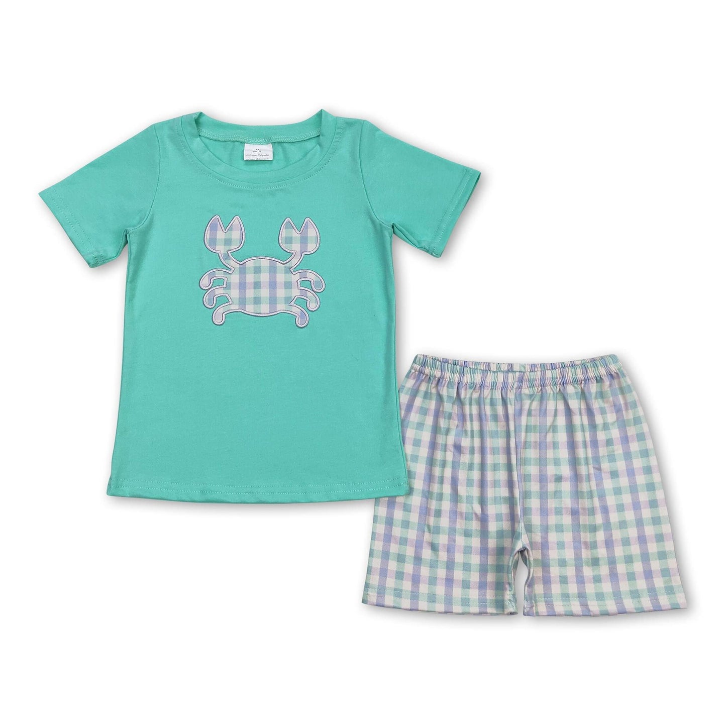 ᴡᴇᴇᴋʟʏ ᴘʀᴇ ᴏʀᴅᴇʀ Embroidered Plaid Crab Shorts Set