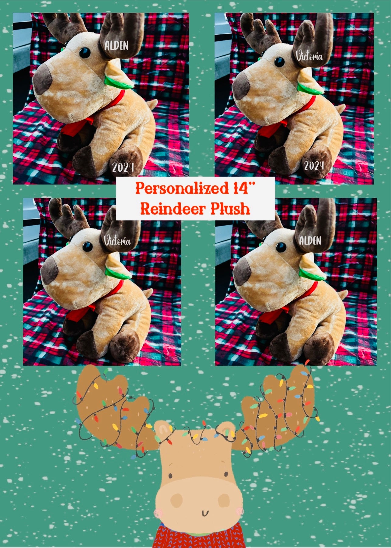 *Only 4 Left* 14" Reindeer Personalized Buddy! ~Can also purchase without personalization~