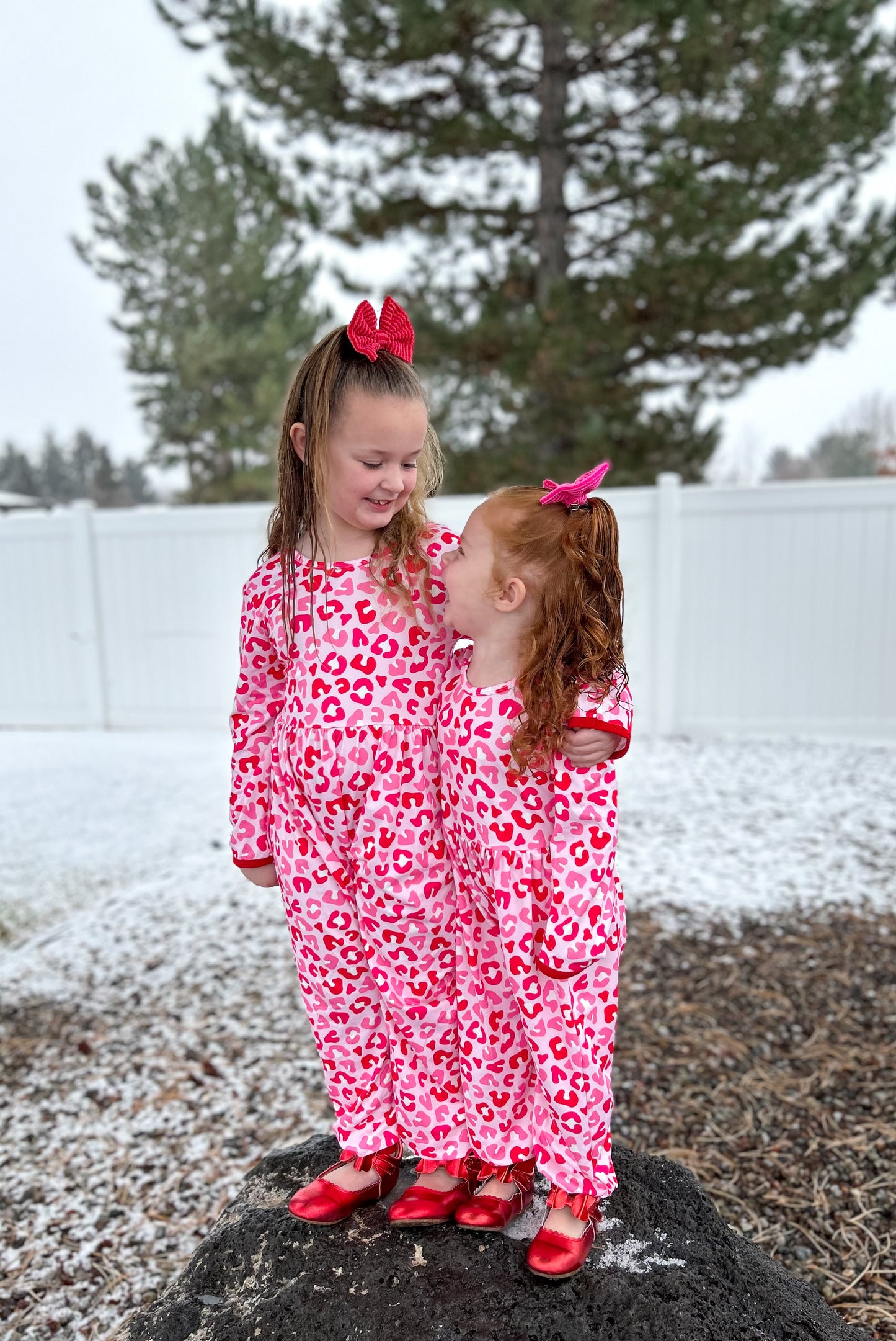 12-18, 18-24, 2T, 3T (2), 4T  Pink & Red Animal Print Alleycat Romper: TDB Exclusive