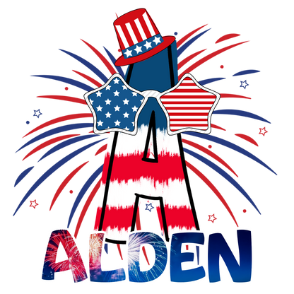 Fourth of July Initial Hat & Sunglasses Tees (Adult Sizes) *multiple color and pattern options*