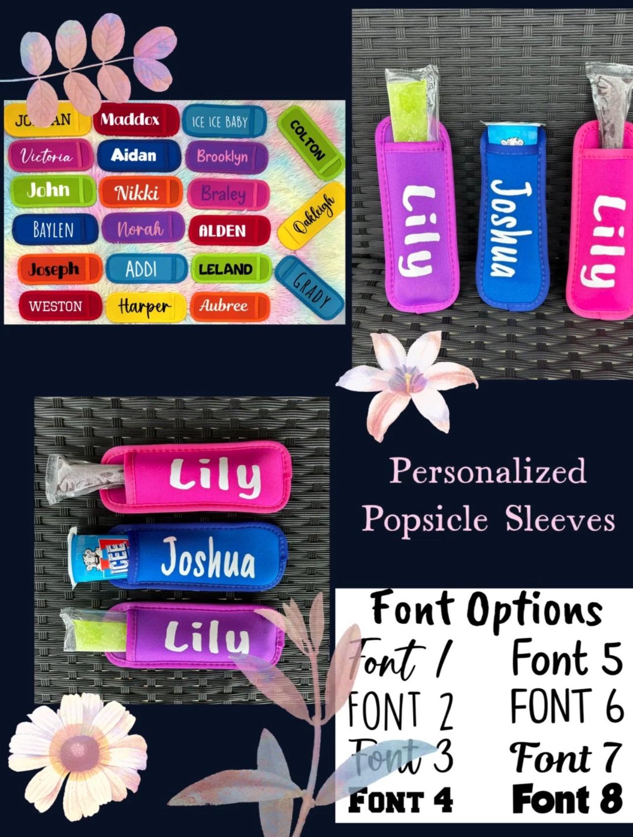 Popsicle Sleeves - Personalized - Neoprene (Put Shipping Address in Notes to Seller at Checkout!)