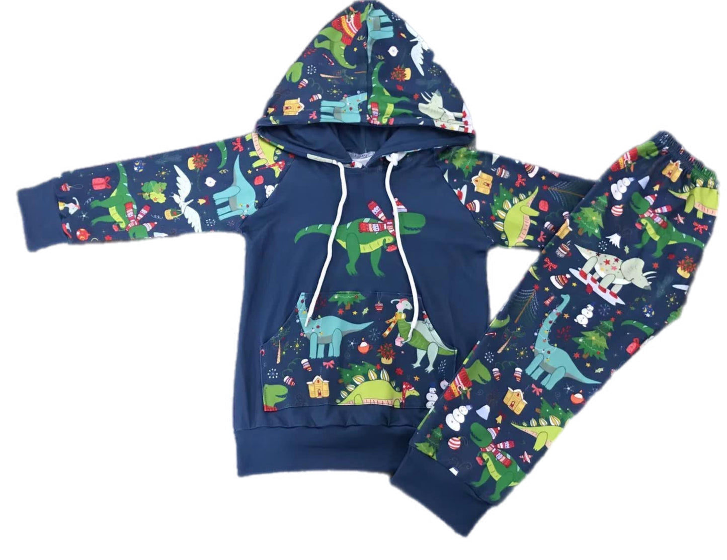 ᴡᴇᴇᴋʟʏ ᴘʀᴇ ᴏʀᴅᴇʀ Christmas Dinos Hoodie Set