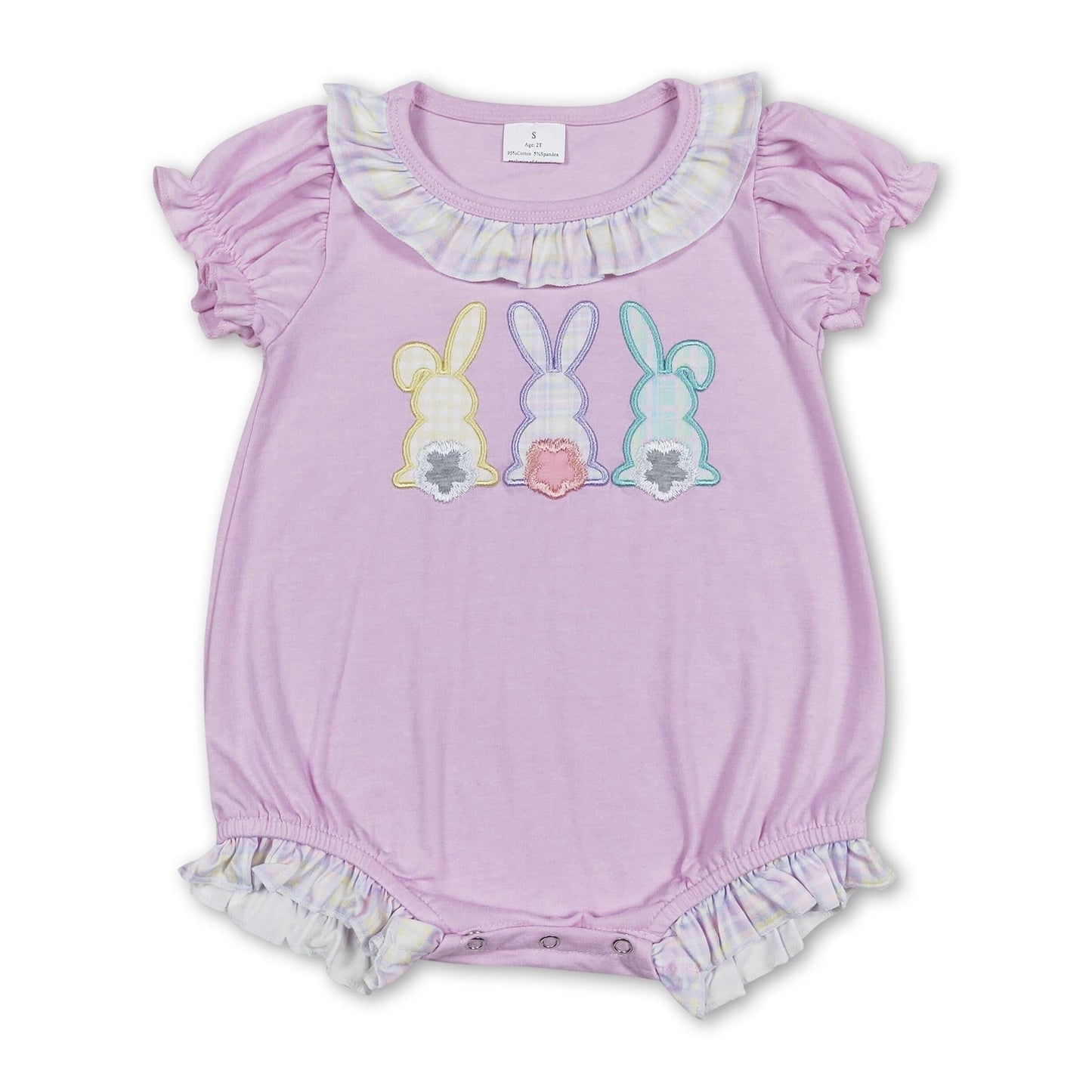 ᴡᴇᴇᴋʟʏ ᴘʀᴇ ᴏʀᴅᴇʀ Easter Embroidered Bunnies Ruffle Romper