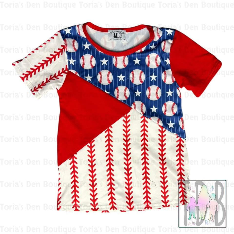 4T, 5-6, 6-7 Baseball Colorblock Tee Exclusive  *Ready to Ship!*