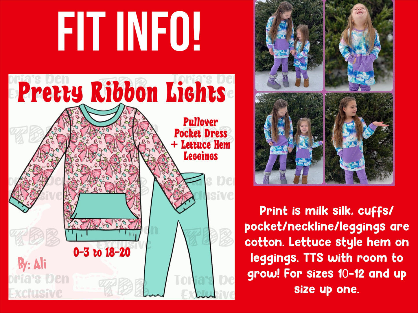 Pretty Ribbon Lights Sweatshirt Pocket Dress + Leggings: TDB Exclusive Pre-Order
