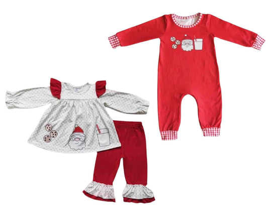 ᴡᴇᴇᴋʟʏ ᴘʀᴇ ᴏʀᴅᴇʀ Christmas Milk and Cookie Ruffle Pants Set & Romper