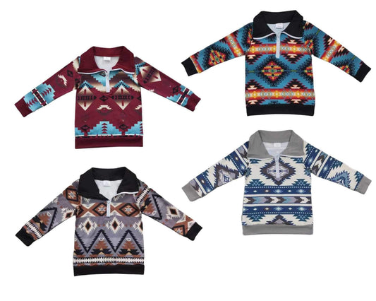 ᴡᴇᴇᴋʟʏ ᴘʀᴇ ᴏʀᴅᴇʀ Pullover- Aztec Design Quarter Zip