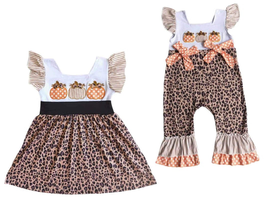 ᴡᴇᴇᴋʟʏ ᴘʀᴇ ᴏʀᴅᴇʀ Embroidered Animal Print Pumpkins Romper or Dress