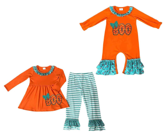 ᴡᴇᴇᴋʟʏ ᴘʀᴇ ᴏʀᴅᴇʀ Halloween Boo Ruffle Pants Set & Romper