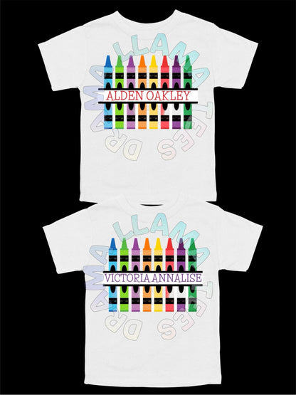 Crayons Name Tees *multiple color options*
