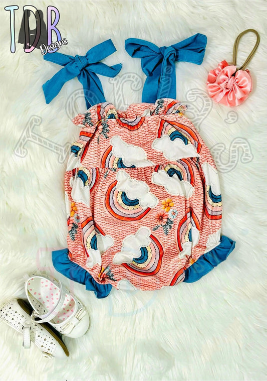 2T! Ready to Ship! Rainbow Florals Romper: A TDB Exclusive