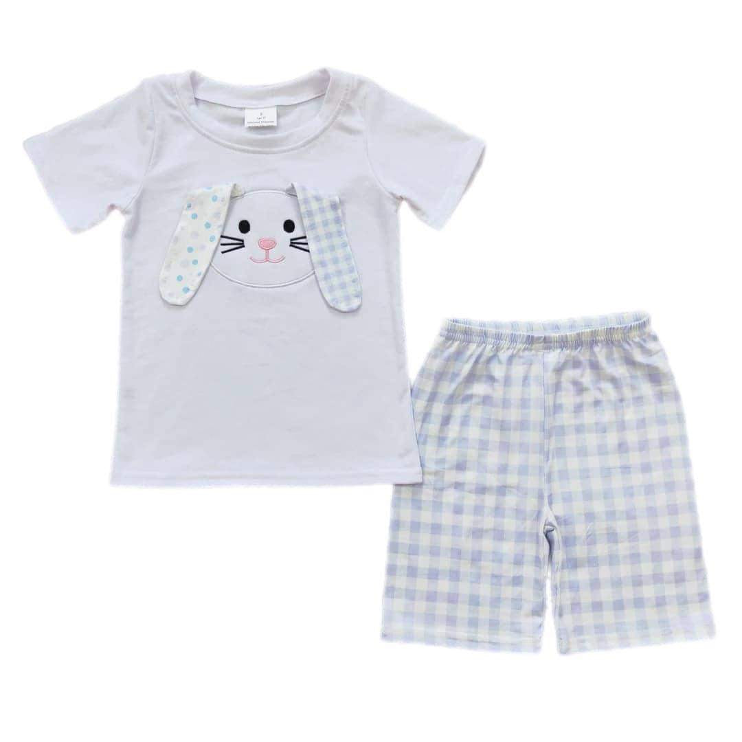 ᴡᴇᴇᴋʟʏ ᴘʀᴇ ᴏʀᴅᴇʀ Easter Embroidered Floppy Bunny Shorts Set