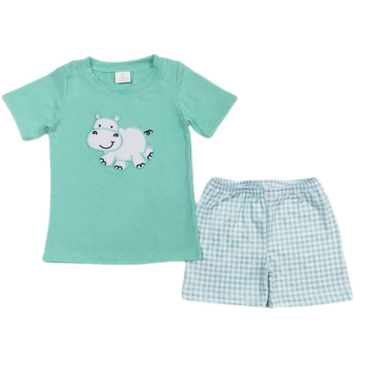 ᴡᴇᴇᴋʟʏ ᴘʀᴇ ᴏʀᴅᴇʀ Embroidered Hippo Shorts Set